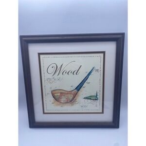 Leslie G Hunt Print Basco Transworld 12x12 Framed Golf Art‎ Wood Illustration